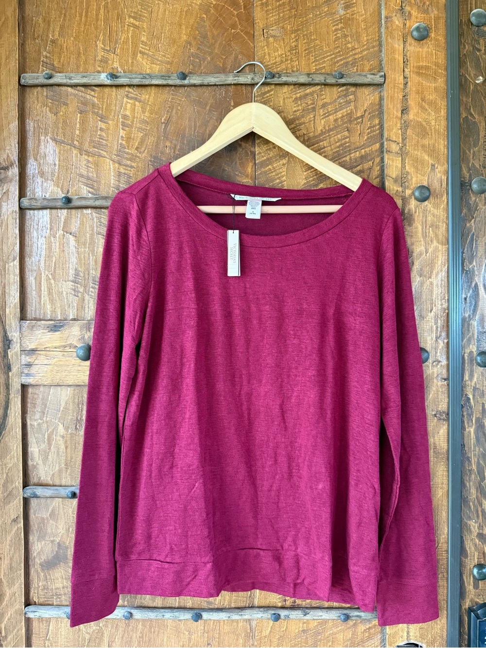 Victoria's Secret Long-Sleeve Scoop Neck Top - Wine